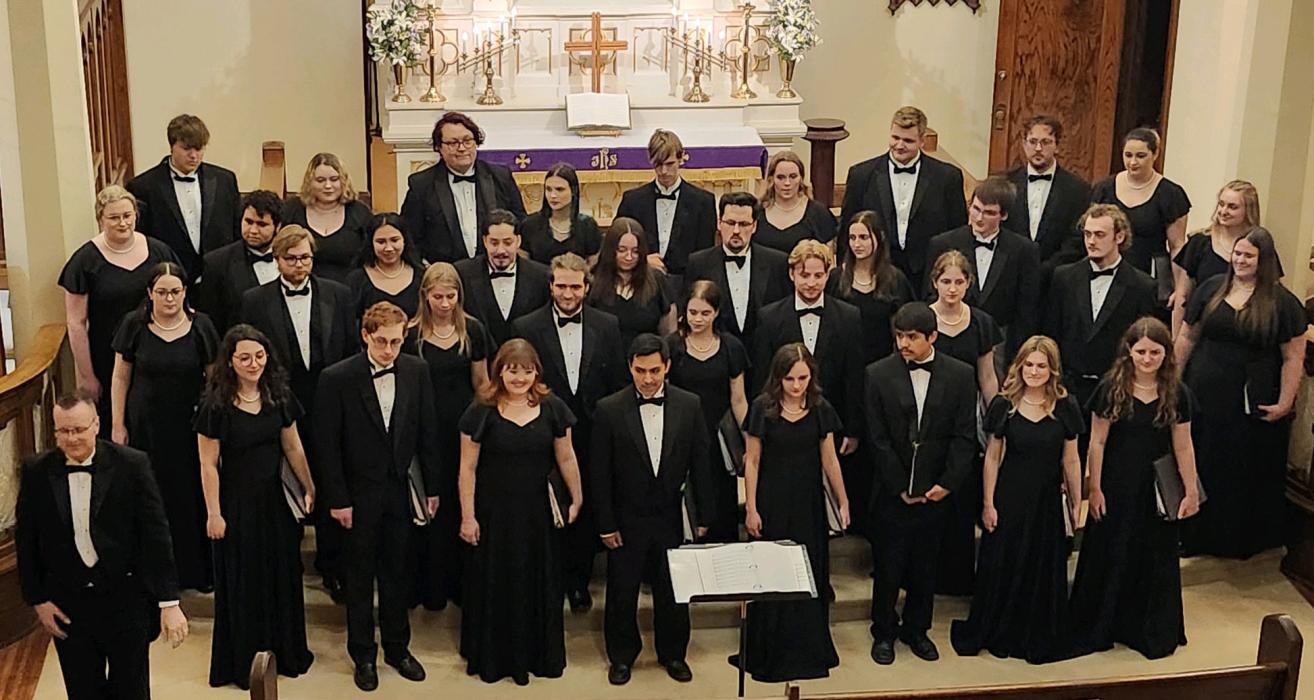 The University of South Dakota’s Chamber Singers opened their 2024 tour at St. Paul Lutheran Church in rural Elk Point on March 5. Submitted photo