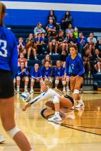 Alyssa Chytka had 51 digs throughout 5 games in Tyndall at the Cavalier Clash Sept. 17. Photo by Peterman Sports Photography • photoman@iw.net