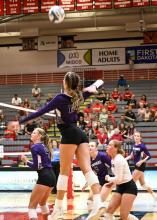 Claire Munch had 7 kills against Yankton Aug. 25. Photo courtesy of Squier Designs