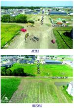 Travellers on Sioux Point Road and I-29 can visibly see the construction of the new Sioux Point Road realignment and southwest lift station and forcemain projects. Above is a before and after photo submitted by Stockwell Engineering. Submitted photos