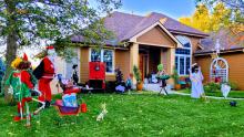The Tureaud home in Dakota Dunes is decorated for the Halloween festivities. This year the skeletons are dressed up and having a Christmas party. Photo by Kelly Riibe • times2reporter@gmail.com