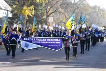 The Dakota Valley marching band marched in the Dakota Days parade in Vermillion on Oct. 22. They received 1st place for their performance at the University of South Dakota’s homecoming festivities. Submitted photo