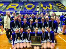 The Dakota Valley Competitive Dance Team has once again clinched the State A Championship. This is their 13th consecutive state title. Pictured are team members, front row from left, Ava Merchant, Sammie Pollema, Mackenzie Keizer, Emily Jumper, Zoey Eriksen and Megan Poulsen; middle, Josie Hall, Marissa Loe, Cadence Irwin, Alexzandra Nelson, Gracie Hamilton, Bella Burhoop, Adalie Major and Payton Bernard; and back, Coach Gabbie Jansen, Ashley Jelken, Brennyn Jensen, Bridget Saltzman, Macie Paulsen, Suri Uhl