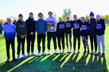 Dakota Valley Cross Country team members heading to the state meet Oct. 22 are, from left, Jamison Gould, Michael Green, James Kilcullen, Jack Brown, Avery Bradshaw, Lizzie Mueller, Finley Huber, Sophia Redler, Mia Riibe, Alex McCullough and Ella Otten. Brayden Karkalik is not pictured, but is attending as part of the boys team. Photo by Kelly Riibe • times2reporter@gmail.com