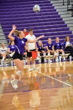 Logan Miller, shown serving had 86 assists in Nebraska.  Photo by Kelly Riibe • times2reporter@gmail.com