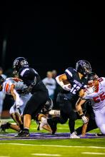 Jackson Boonstra had one of Dakota Valley’s two touchdowns against Sioux Falls Christian Oct. 27. He’s pictured here running the ball against Dell Rapids. Photo by Peterman Sports Photography • stevepeterman5@gmail.com