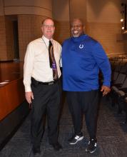 Bill Clements stands with Steve Grant after his speech at DV. Photo by Kelly Riibe times2reporter@gmail.com