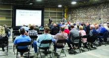 Over 60 interested residents and business leaders were present at Graham Airport Nov. 1 to partake in the public forum held to introduce the expansion of the airpark. Photo by Beth Sherard-Hutcheson • times1reporter@gmail.com