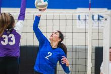 Danica Torrez sneaks the ball through an attempted block by Beresford Nov. 1. Photo by Peterman Sports Photography • stevepeterman5@gmail.com