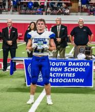 Ben Swatek was awarded as Running Back of the Game during the State 11B Football Championships Nov. 11. Photo by Peterman Sports Photography stevepeterman5@gmail.com