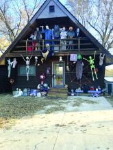 This home on Northshore Drive along McCook Lake is known for the arranging, and sometimes rearranging, Halloween villains around the doors, windows, stairs, deck and even sometimes the driveway. This house is a must see in North Sioux City during the season of Halloween. Additional decorations were added the day the previous photo was taken it was too windy for them all to be displayed. Submitted photo