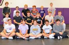 Members of the Dakota Valley Wrestling 2022-23 season are, front from left, Noah Hede, Graciela Delgado, Mia Gonzalez, Ariyana Bhakta and Samson Do; Noah Verdoorn, Cameron Black, Jackson Boonstra, Braedy Sievers, Bennett Lukken and Cooper Bernard; and back, Isaiah Dunbar-Hoffman, Cameron Curry, Bryce Perryman, Jaxon Dice, Eli Orris and Eston Monical. Not pictured are Lake Kistner and Kenzie Scott. Photo Kelly Riibe • times2reporter@gmail.com