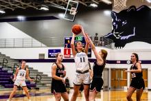 Addie Kleis, seen here playing against Le Mars, had 3 rebounds, a steal and deflection against Hartington Cedar Catholic Dec. 20. Photo by Peterman Sports Photography stevepeterman5@gmail.com