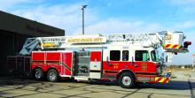 The North Sioux City Fire Department recently received their newest addition to their fleet – a 100 foot ladder truck. The new ladder truck is approximately 21.5 feet longer than the current one and will better serve the communities with further setbacks from roadways.  Photo by Beth Sherard-Hutcheson • times1reporter@gmail.com