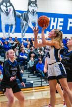 Bentlee Kollbaum scored in double digits against Alcester-Hudson Jan. 6. Photo by Peterman Sports Photography stevepeterman5@gmail.com