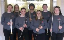 DV High School band members that participated in the 24th Annual Quad States Honor Band Festival at the University of South Dakota were, front from left, Stella Carlson, Mia Riibe, Lexi Squier and Jordyn Newman; and back, Logan Miller, Pat Phisitkul and Jaelyn Bacan. Photo courtesy of Daryl Jessen