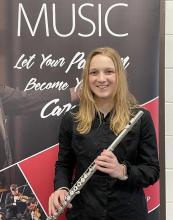 Logan Miller was selected into the 2023 South Dakota High School All State Band. She plays the flute and was one of only 18 selected from the entire state. This is her second year in All State. This event will take place in Sioux Falls on Thursday, March 23 thru Saturday, March 25. Photo courtesy of Daryl Jessen