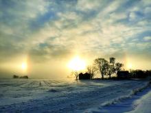 After Wednesday’s blizzard that tore through the area, Thursday morning Feb. 23 a surprise awaited residents. With the storm came the cold weather to linger for the day causing Sundogs to appear and grace the area with their cold beauty. These Sundogs were captured in rural Jefferson. Photos courtesy of Jeanne Cross