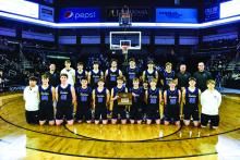 The 2023 Fourth Place State Champions are the Elk Point-Jefferson Huskies. Pictured are, Dreyden Wagner, Landon Johnsen, Evan Fornia, Hudson Kempf, Carson Timmins, Reed Sayler, Garrett Merkley, Dempsey Otkin,  Kayden Moore, Grayson Girard, Ashton Fairbanks and Wyatt Herrity; and back, Head Coach Jake Otkin, Nick Schmitz, Devon Schmitz, Jakob Scarmon, Chace Fornia, Easton Kempf, Alex Scarmon, Levi Miller, Coach Adam Timmins and Coach Zach Ronning. Photo by Peterman Sports Photography • stevepete