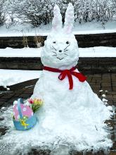  Union County was the recipient of another recent snowstorm which dropped anywhere between 2-6 inches of snow in different areas. While a marjority of people grumbled about, hopefully the last, snow fall of the season, one Union County resident took an opportunity to enjoy the snow. With Easter around the corner, this resident decided to create a snow bunny instead of a snowman. They even decided to dress the bunny up with a bow and a basket to deliver eggs. Submitted photo