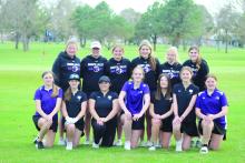 Submitted photo The Dakota Valley Panthers Girls Golf team competed at the The Pointe Golf Course in Elk Point April 11. Golfing for the Panthers were, front from left, Autumn Wickey, Addicyn Sailer, Lexi Squier, Teagan Meyer, Leah Crombie, Sage Agrimson and Quinn Bonstead; and back, Julia Orlando, Katie Betsworth, Peyton Carlson, Reagan Granstrom, Carsyn Hoekstra and Jacee Squier.