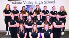 The 2023 Dakota Valley Girls Golf team consists of, front from left, Peyton Carlson, Lexi Squier and Eliana Vondracek; middle, Addison Orlando, Raygan Van Der Maaten, Leah Crombie, Autumn Wickey, Addicyn Sailer and Julia Orlando; and back,Teagan Meyer, Katie Betsworth, Jacee Squier, Carsyn Hoekstra, Reagan Granstrom, Quinnlyn Bonstead, Claire Wiebelhaus and Briley Schroeder. Photo by Kelly Riibe • times2reporter@gmail.com