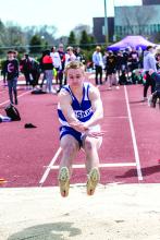 Ashton Fairbanks jumped 17’5” in the long jump at the Vermillion Invite. Photo by Peterman Sports Photography • stevepeterman5@gmail.com