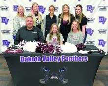 Seated at table are from left, Shane Keizer, Mackenzie Keizer and Shawn Keizer; and back, Melissa Strong, Gabrielle Jansen, Erin Baker (MU Dance), Maci Ohm (MU Cheer) and Carey Baczwaski. Submitted photo