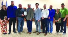 The North Sioux City Economic Development Corporation (NSCEDC) has named its April Business of the Month. The Business of the Month is Stockwell Engineers. Pictured are, from left, North Sioux City Mayor Patti Teel, NSCEDC Executive Director Andrew Nilges, NSCEDC Board President Mike Huber, Stockwell Engineers President Jon Brown, Stockwell Engineers Project Engineer Dane Ekdom and NSCEDC Directors Dustin Pratt, John Stevens, Kathy Gunderson and Kevin Heiss. Submitted photo