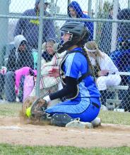 Hannah Nearman was the catcher for the Huskies against Tea Area. Photo by Kelly Riibe • times2reporter@gmail.com