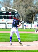 Randy Rosenquist gets ready to swing at the baseball in a contest against Elk Point-Jefferson April 17. Photo by Peterman Sports Photography • stevepeterman5@gmail.com