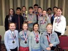 Members of the Dakota Valley Science Olympiad are, from front left, Bella Galles, Eva Hale, Iris Liao and Cambria Monk; and back, Cameryn Hartman, Kshitij Patil, Caroline Stallbaumer, Landon Greene, Brockton O’Conner, Ian Greene, Elizabeth Hamm, Yahya Luqman, Brenden Liao and Lauren Christensen. Submitted photo
