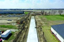 RP Constructors poured the first section of the westside of Sodrac Drive April 25. Photo courtesy of Stockwell Engineering