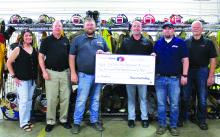 Thermo Bond donated $2,500 to the Elk Point Fire Department on June 6. Pictured are, from left, Angela Hajek – Marketing Coordinator, Bill Riley – CEO, Assistant Fire Chief Dan Herrity, Heath Van Roekel – Plant Manager, Assistant Fire Chief Ben Klunder and Greg Larson – Director of Quality Assurance. Photo by Beth Hutcheson • times1reporter@gmail.com