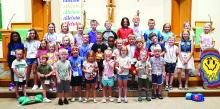 “God’s Living Water” was this year’s theme for VBS at Holy Cross Lutheran Church, Dakota Dunes, held June 12-14. It was a wonderful week “Covered in Jesus’ Grace” with around 40 kids attending.The children raised almost $300 to go to a mission project, providing clean water for those in need.The week ended with a closing program for the parents, talking about stories and singing songs.Then they headed out to the greenspace for a picnic lunch and water games. God is Good! Submitted photo