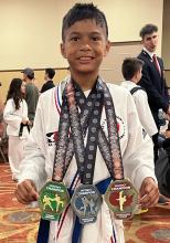 Darian Feese won three medals a the North District Championship for martial arts June 3. Submitted photo