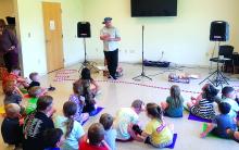 The Noise Guy entertained children with a multitude of different noise immitations at the North Sioux City Community Library June 29. Photo by Kelly Riibe • times2reporter@gmail.com