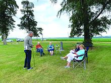 Local historian Eric Rosenbaum gave an on-site presentation on June 27, 2023, regarding the history of the Elmwood Cemetery and Texas Township (Dakota Territory) to members of the Martha Washington Chapter of the Daughters of the American Revolution. The historic cemetery is located between Elk Point and Jefferson, South Dakota. Texas was a thriving steamboat town located on the banks of the Missouri River. Elizabeth Rosenbaum, Vice Regent of the Chapter, organized the event. Submitted photo