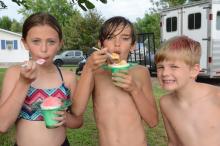 Snow cones were a big hit for Carmryn Ludwig, Liam Sturges, and Canden Sturges from Sioux City at NSC’s National Night Out event on August 1st.
