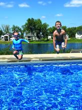Bayleigh and Brecken Markve were beating the heat after school last week at their grandparent’s pool on Spanish Bay in Dakota Dunes. Submitted photo