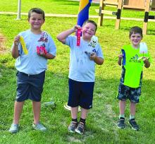 Sunday, July 30 was Pack 28’s Third Annual Raingutter Regatta. Scouts hold an event once per month in the Summer to keep everyone engaged. Pictured, from left, are Tucker Winters (3rd Fastest), Blake Winters (2nd Fastest) and Carter Hunt (Overall Fastest). Submitted photo