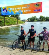 Three graduates of Dakota Valley, Pat Phisitkul, Ian Byington and Alex Messersmith, were together on day 1 of RAGBRAI 2023. Submitted photo