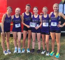 The Dakota Valley girls varsity team took 1st place at their own invite Aug.29.Pictured are,from left, Finley Huber, Maylee Rose, Sophia Redler, Mia Riibe, Jaycie Rush and Alex McCullough (not pictured: Rachel Hersom). Photo by Kelly Riibe • times2reporter@gmail.com