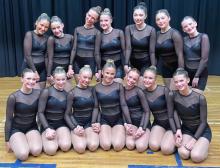 The DV Jazz roster, who performed in Gregory on Aug. 26 had the highest jazz score at the competition. Pictured are, front from left, Ashley Jelken, Alex Nelson, Josie Hall, Megan Poulsen, Sammie Pollema, Macie Poulsen and Lily Sorenson; and back, Ava Merchant, Gracie Hamilton, Suri Uhl, Bridget Saltzman, Sofia Carrigan, Payton Bernard and Lizzy Avery. Submitted photo