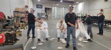 On Sept. 11 Load King held their pie in the face fundraiser. Three members of their management team volunteered to get pied for a good cause. John Maxwell (general manager) Dan Herrity (service and quality manager) and Shannon Keller (Human Resources). They charged $5 per pie, and raised $290. The proceeds were split and $145 was donated to the Elk Point Food Pantry and the other half to the Soup Kitchen in Sioux City, IA on behalf of Load King. Submitted photo