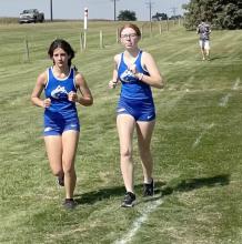 Celeste Curry and Haley Harkness run in the Flyer Invite in Freeman, SD Sept. 13. Submitted photo