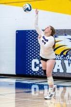 Stella Carlson has been a strong server for the Panthers this year.
