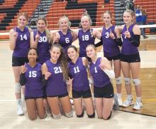 The 8th grade Panther volleyball team won the DAK-12 Conference Tournament, in Lennox, on Saturday, Oct. 7. Pictured are, from front left, Jazlin Cherkas, Taylor Pearm, Madison Smith-Rambo and Bella Monical; and back, Emily Olhausen, Kallie Carter, Veronica Kistner, Ellison Rose, Taylor Piel and Avery Strehlow. Submitted photo
