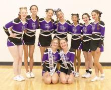 The Dakota Valley Competition Cheer team is pictured here at their home competition on Saturday, Oct. 7. The two seniors were honored. Pictured in front, are seniors Madison Bell and Rachel Bryan; and back, Sunny Byington, Jenna Burns, Raelee Felix, Olivia Scardino, Lexi Harlan, Bailey Link and Alli Martindale. Submitted photo