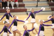 The DakotaValley Competition Dance team performs their Pom routine.Pictured are,in back:Sammie Pollema;Middle (diagonally from left) Lizzy Avery,Ashley Jelkin and Alex Nelson; and Front (diagonally from left) Megan Poulson,Josie Hall and Gracie Hamilton (partial). Submitted photo